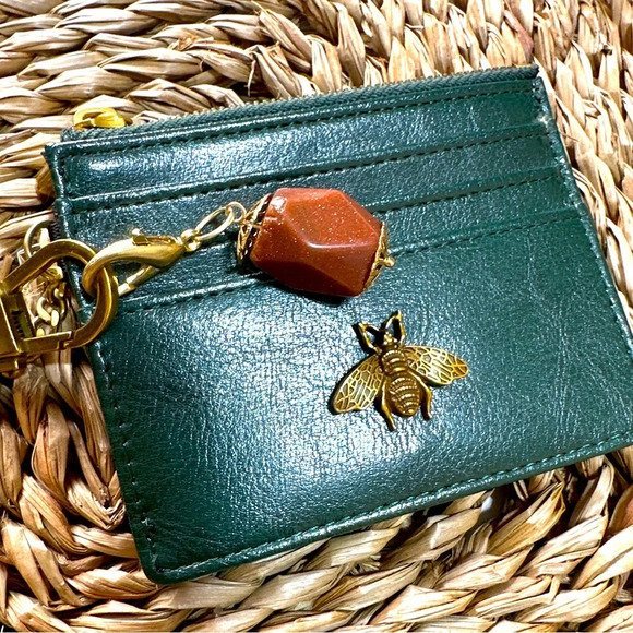 chunky sunstone steel gemstone key chain/card holder/amulet for success - Picture 1 of 6